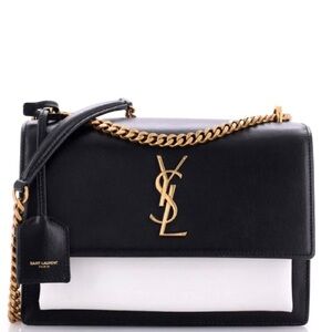 SOLD💕 Saint Laurent Black and White Leather Shoulder Bag